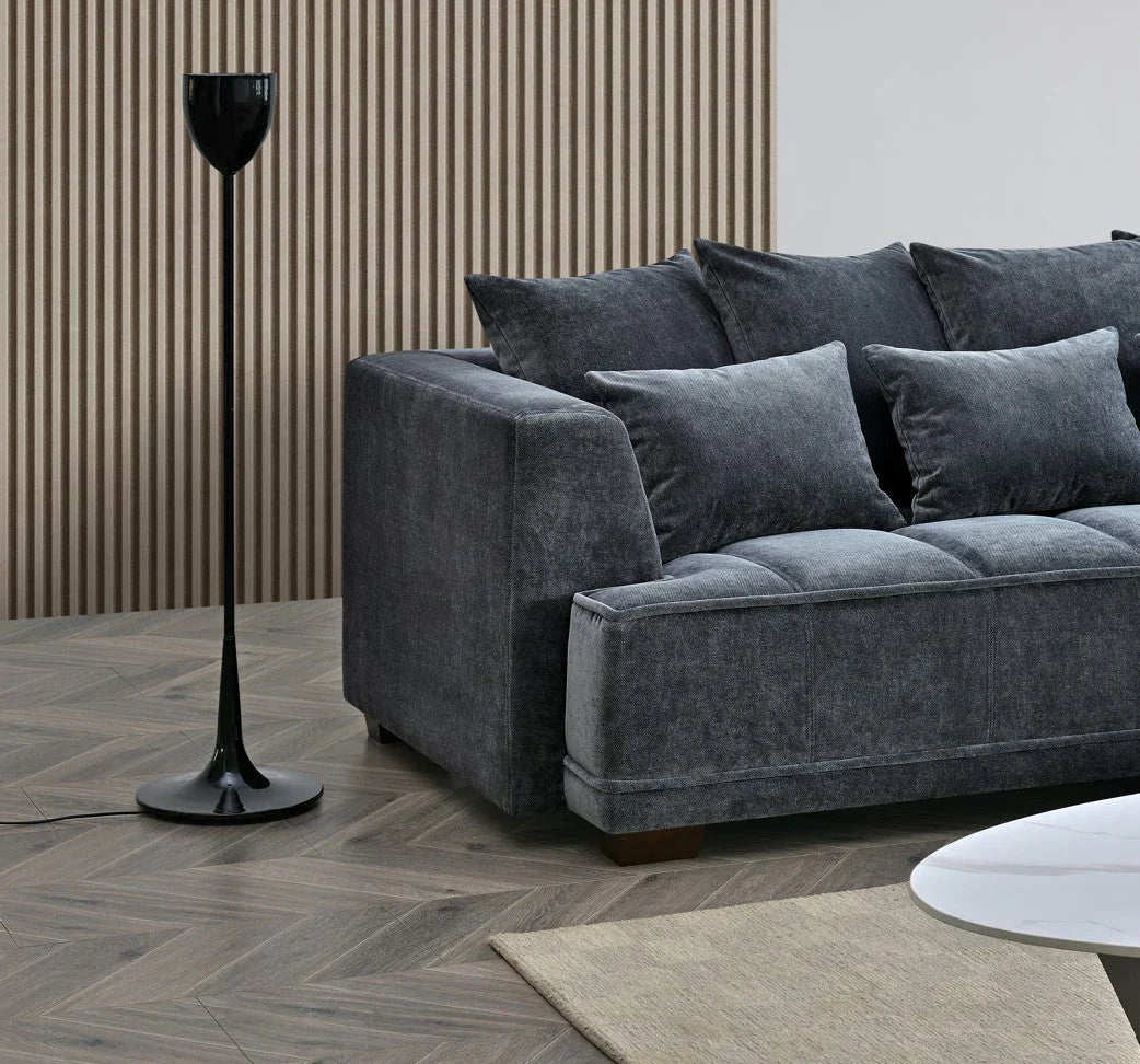 The Gracemary Steel Grey Boucle 3 Seater Premium Sofa Steel Boucle Fabric