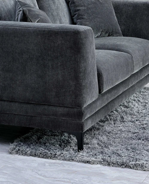 The Harlow Steel Grey Boucle 3 + 2 Seater Premium Sofa Steel Boucle Fabric