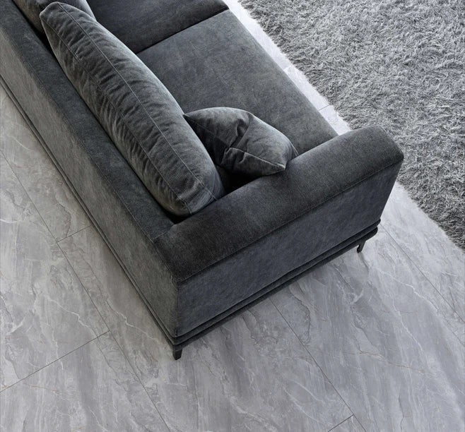 The Harlow Steel Grey Boucle 3 + 2 Seater Premium Sofa Steel Boucle Fabric