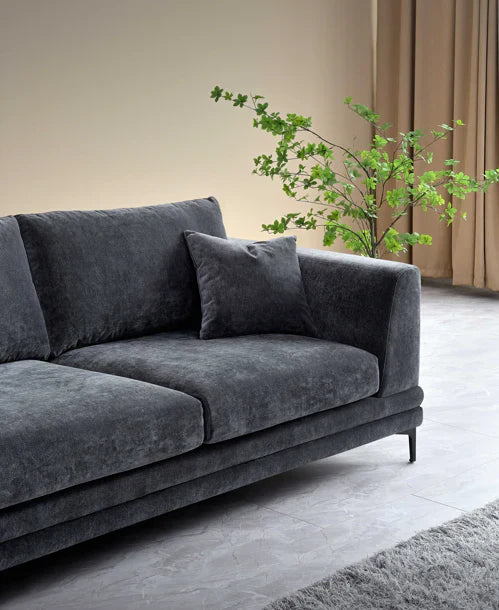 The Harlow Steel Grey Boucle 3 Seater Premium Sofa Steel Boucle Fabric