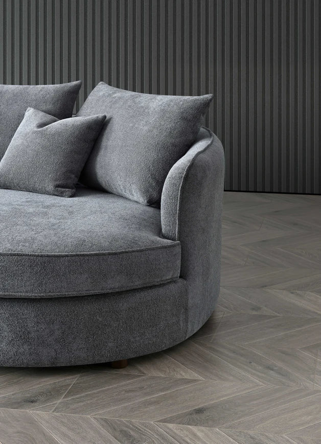 The Pebble Grey Boucle Corner Premium Sofa Fabric