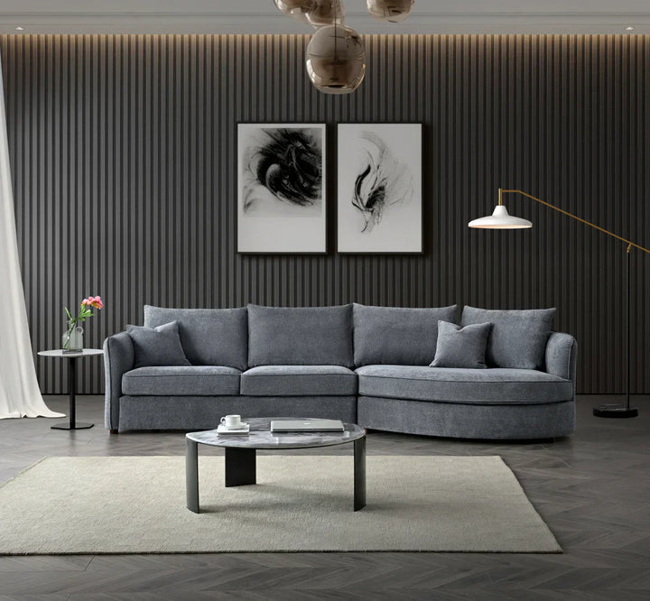 The Pebble Grey Boucle Corner Premium Sofa Fabric