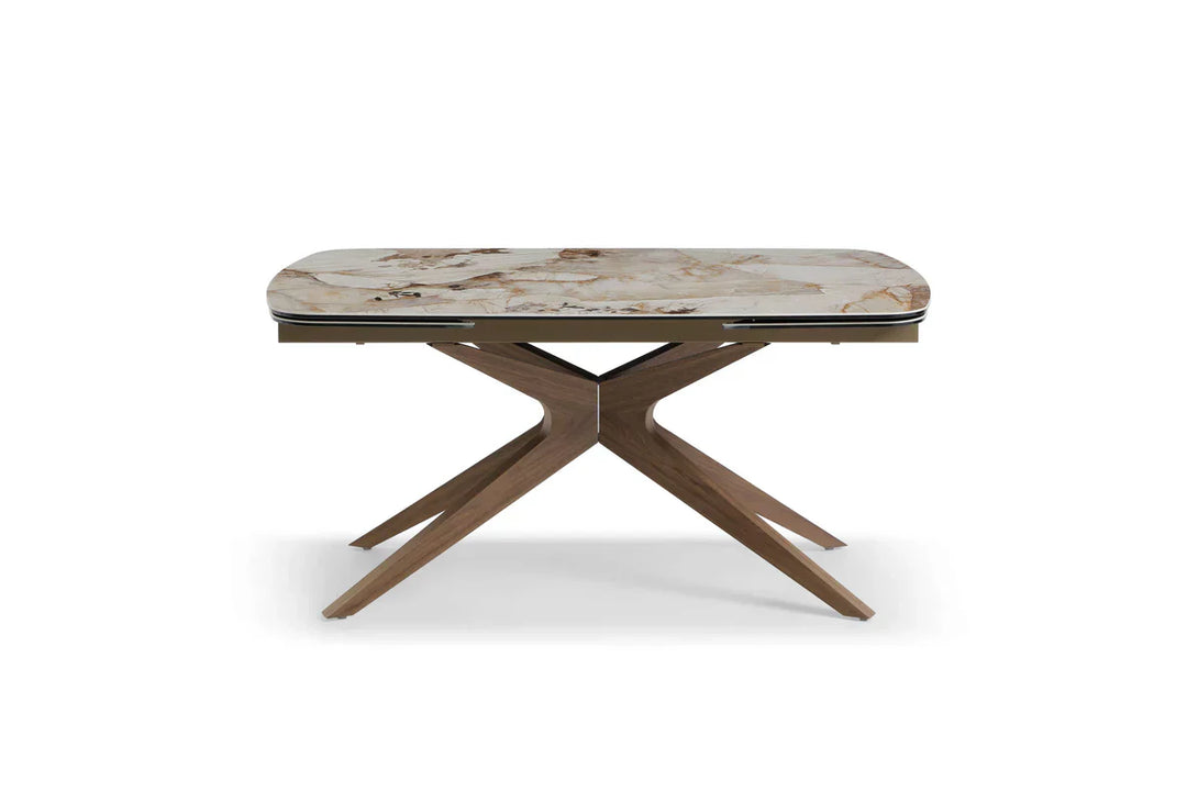 Serene 160-240cm Italian Walnut & Pandora Vendome Ceramic Marble Side Extending Dining Table