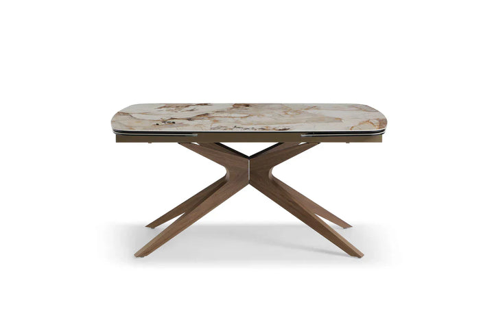 Serene 160-240cm Italian Walnut & Pandora Vendome Ceramic Marble Side Extending Dining Table