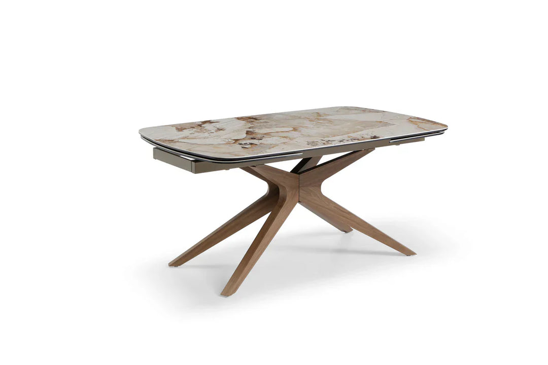 Serene 160-240cm Italian Walnut & Pandora Vendome Ceramic Marble Side Extending Dining Table