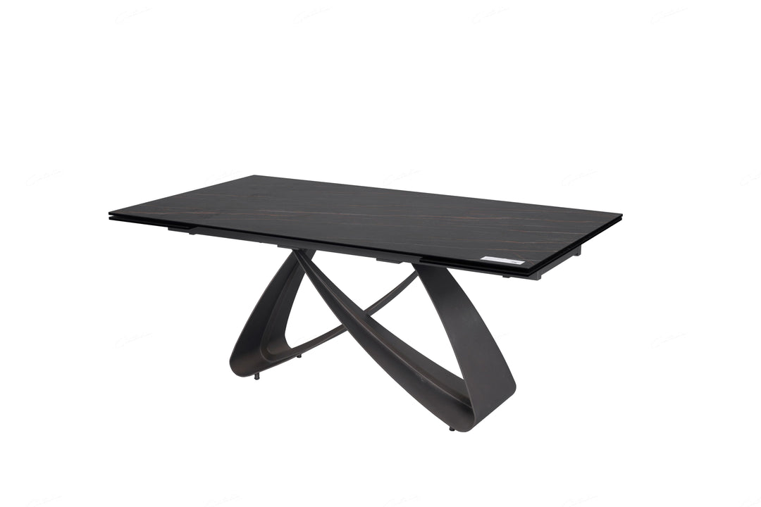 Serenti 180-260cm Italian Black/Gold Ceramic Marble Side Extending Dining Table