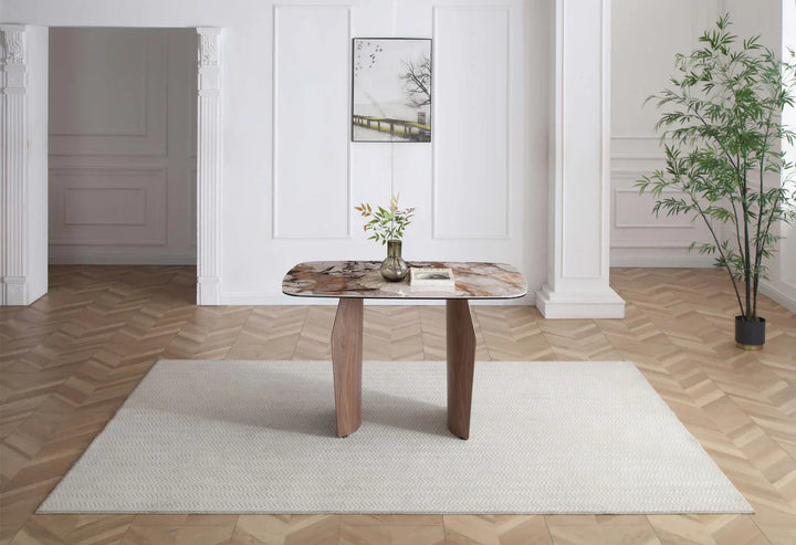 Sienna 120cm Italian Walnut & Pandora Vendome Ceramic Marble Dining Table