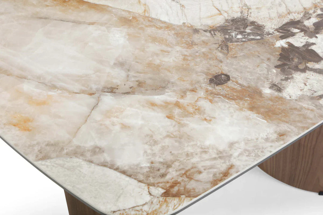 Sienna 120cm Italian Walnut & Pandora Vendome Ceramic Marble Dining Table
