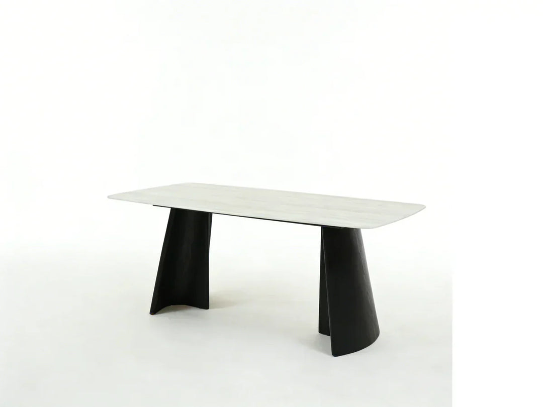 Silvia 180cm Black & Grey Ceramic Marble Dining Table