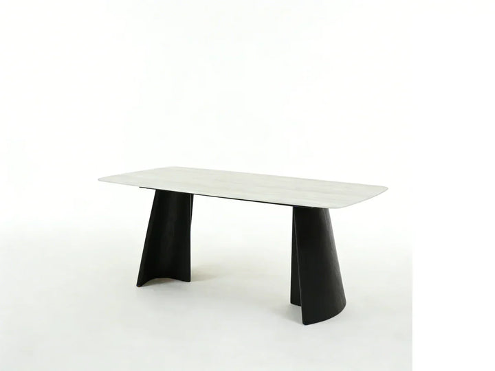 Silvia 180cm Black & Grey Ceramic Marble Dining Table