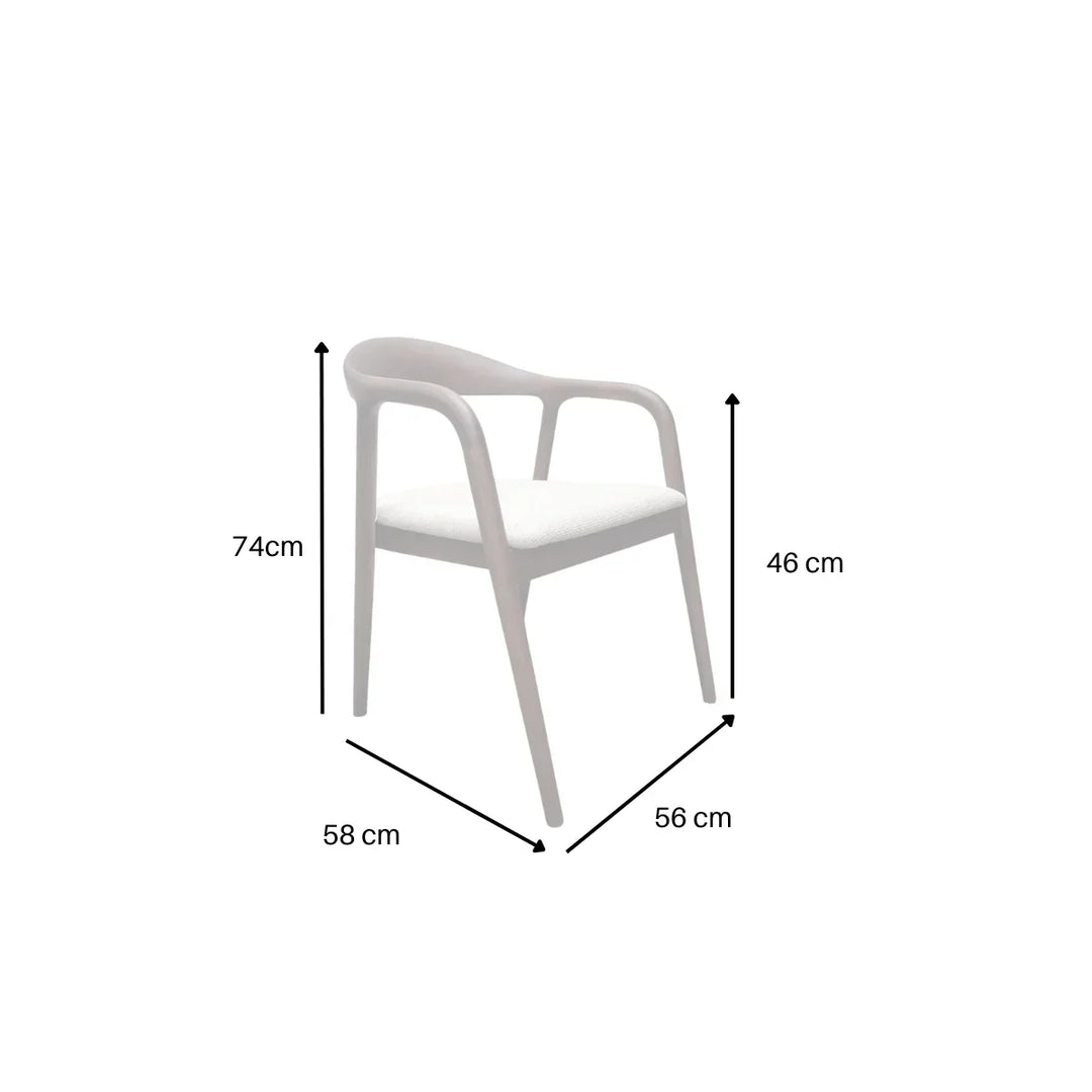 Tessa Walnut Dark Wooden Ivory Boucle Fabric Dining Chairs - Pairs
