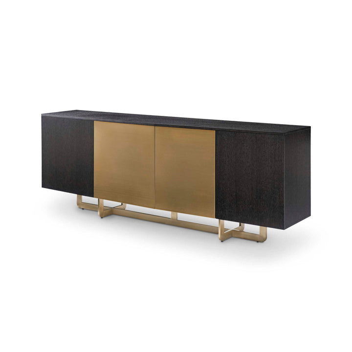 Richmond Interiors Dax Black Oak Wood & Gold Sideboard