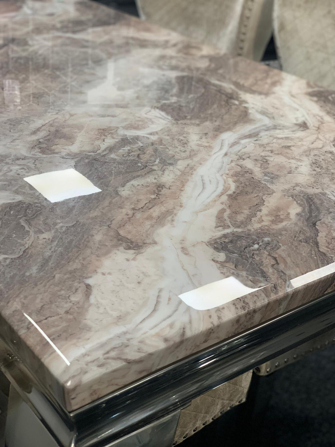 Louis 150CM Marble & Chrome Dining Table - 5 Colours-Esme Furnishings