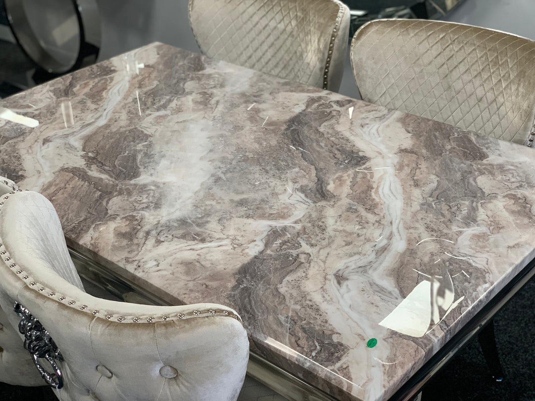 Louis 150CM Marble & Chrome Dining Table - 5 Colours-Esme Furnishings