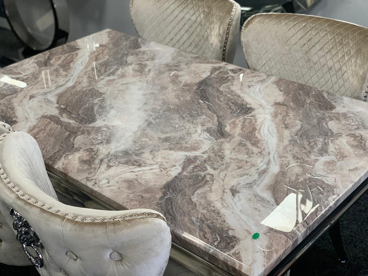 Louis 150CM Marble & Chrome Dining Table - 5 Colours-Esme Furnishings