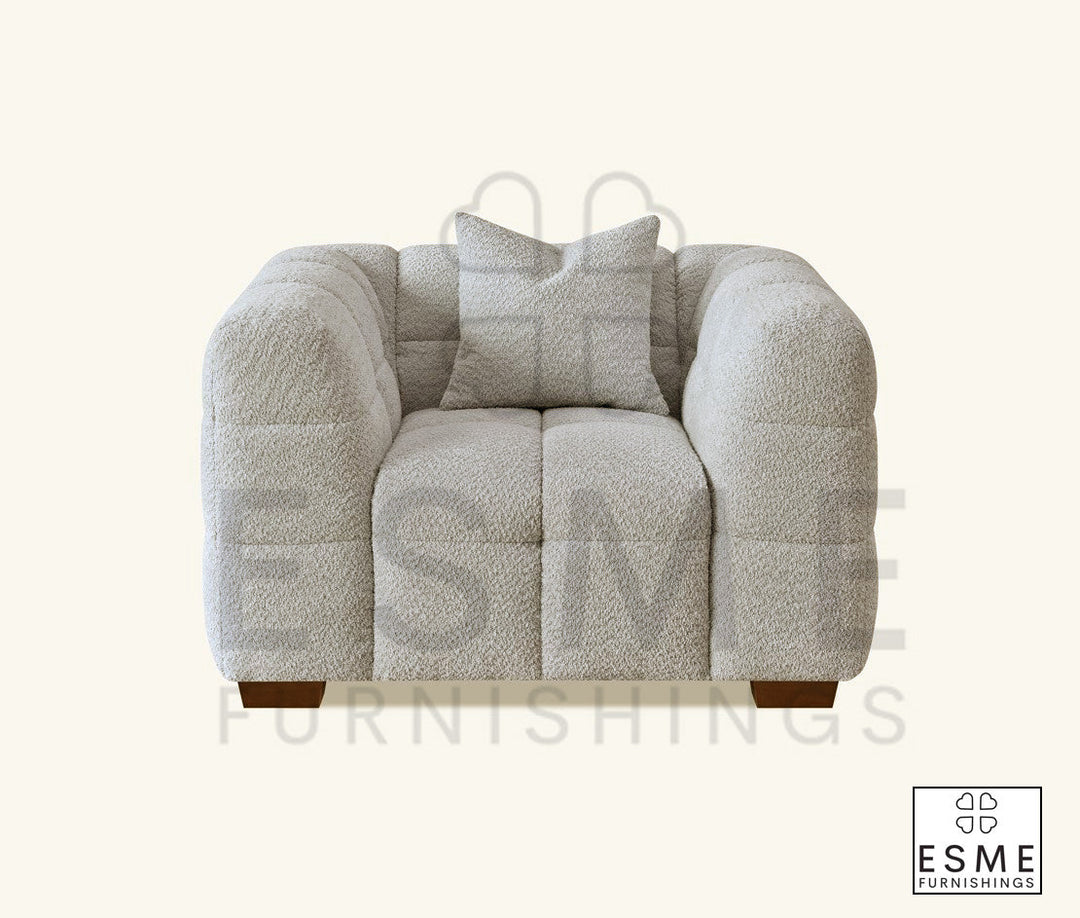 The Bubble Tribeca Ivory White Boucle Armchair Premium Boucle Fabric