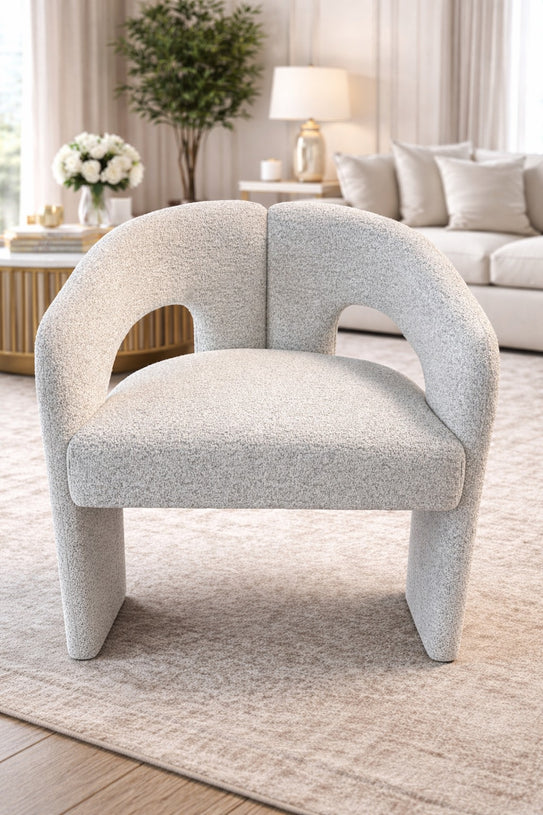 Oscar Light Grey Fabric Boucle Dining Chair