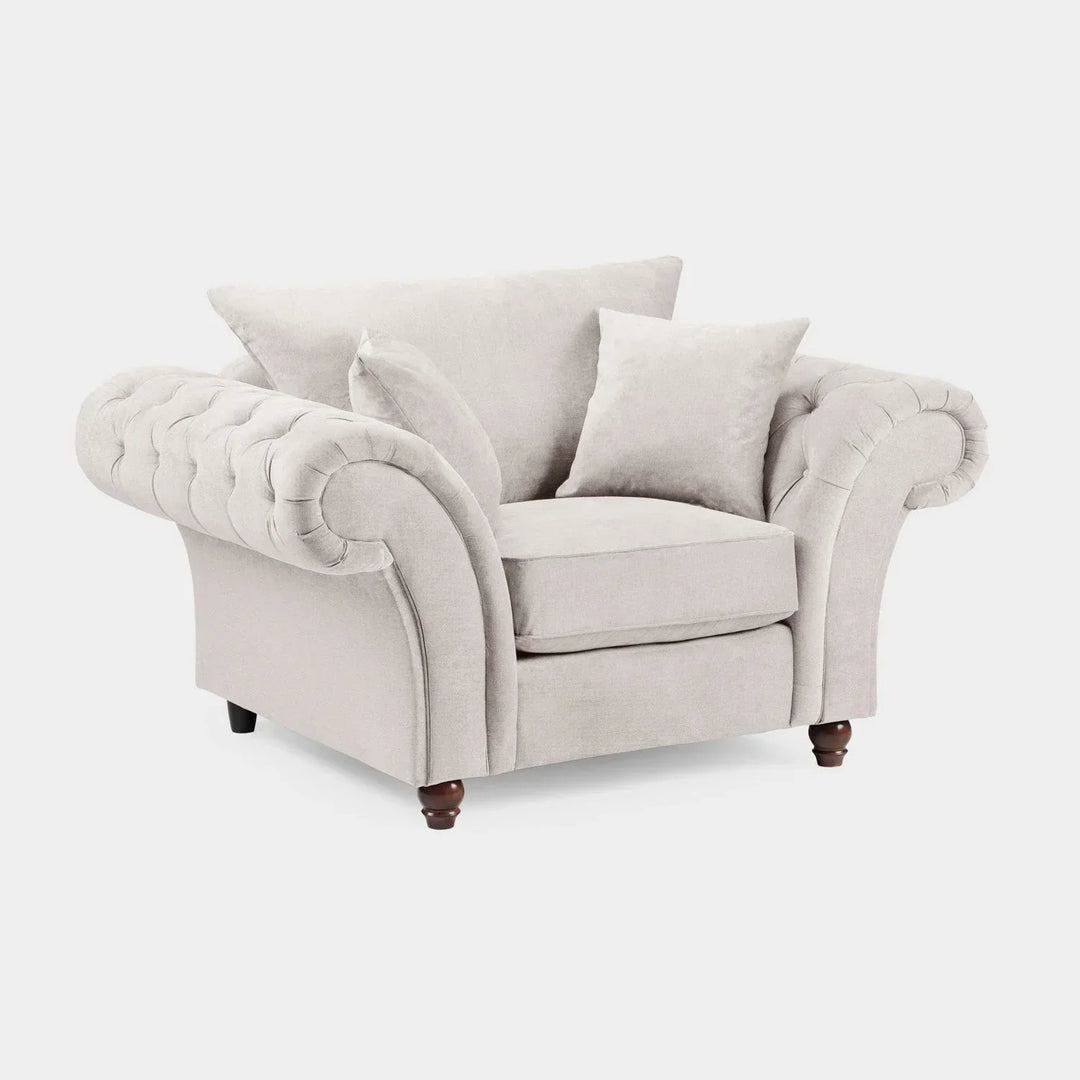 Chesterfield Stone Velvet Fullback 1 Seater Armchair