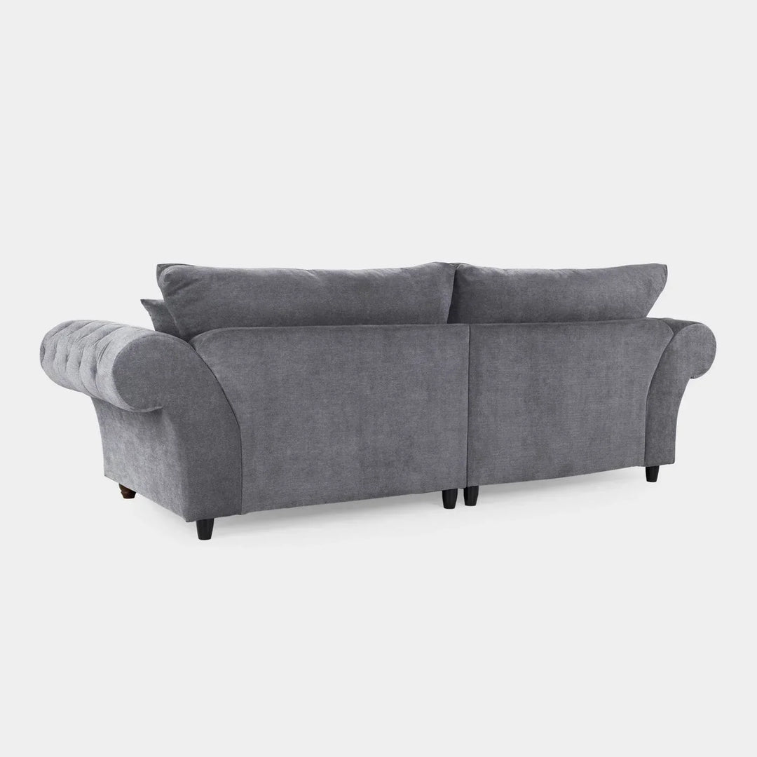 Chesterfield Grey Velvet Fullback 4 Seater Sofa