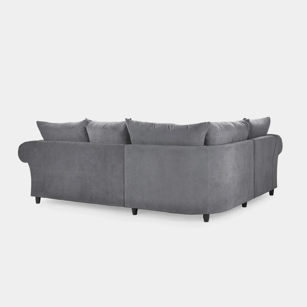 Chesterfield Grey Fullback Left Hand Facing Corner Sofa Grey Velvet