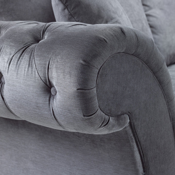 Chesterfield Grey Fullback Left Hand Facing Corner Sofa Grey Velvet