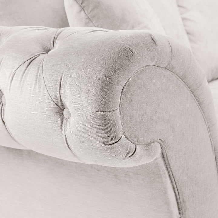 Chesterfield Stone Velvet Fullback 3 Seater Sofa