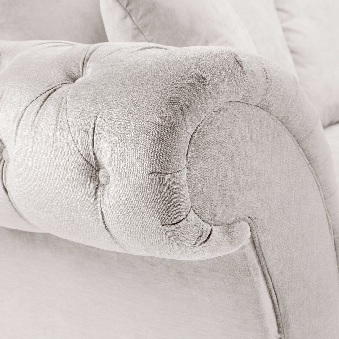Chesterfield Stone Velvet Fullback 4 Seater Sofa