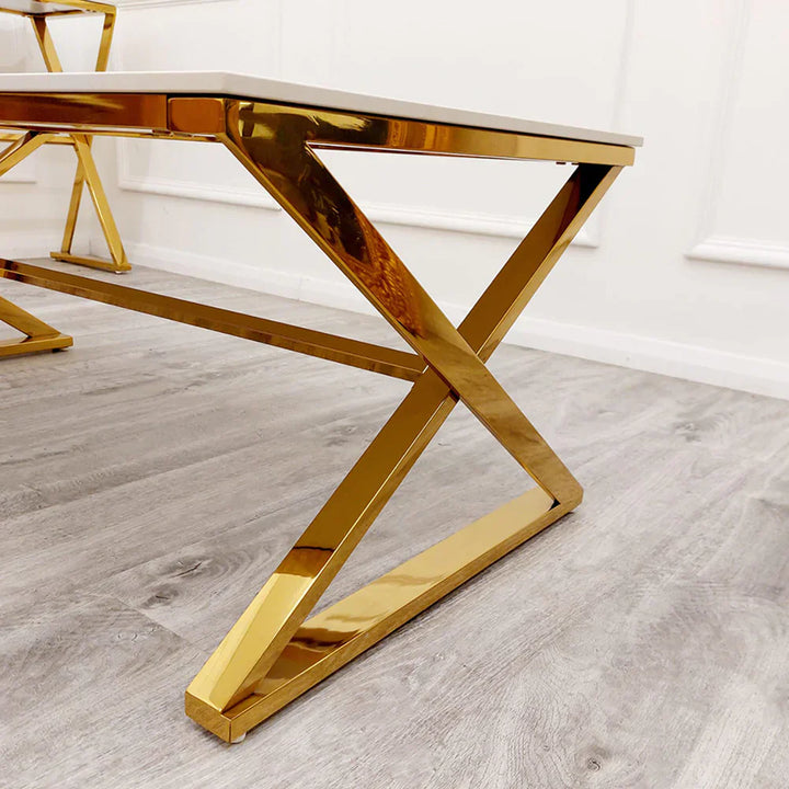 Zion Gold Coffee Table with Polar White Sintered Top-Esme Furnishings