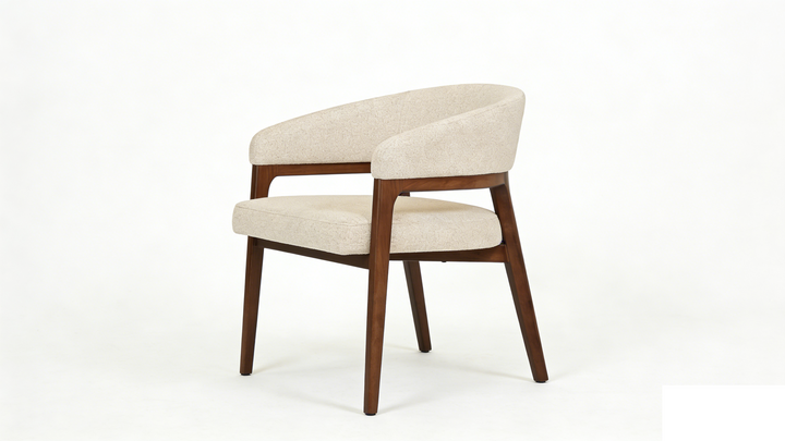 Zara Walnut Wood & Taupe Fabric Dining Chair