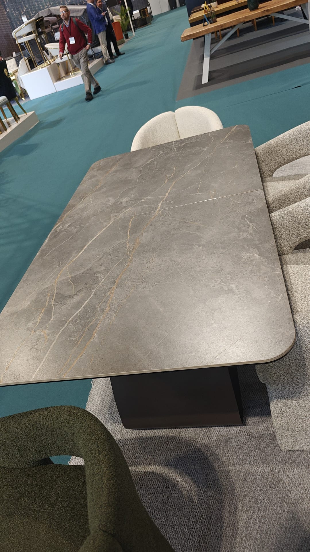 Carra 160-200cm Grey/Gold Ceramic Marble Extending Dining Table