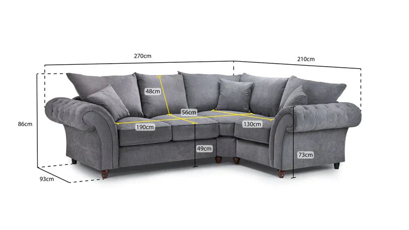 Chesterfield Stone Fullback Right Hand Facing Corner Sofa Stone Velvet