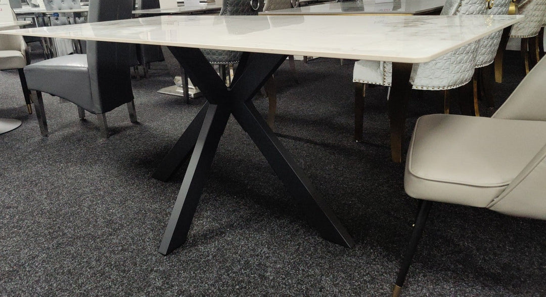 Phoenix 180cm White Ceramic Marble Fixed Dining Table