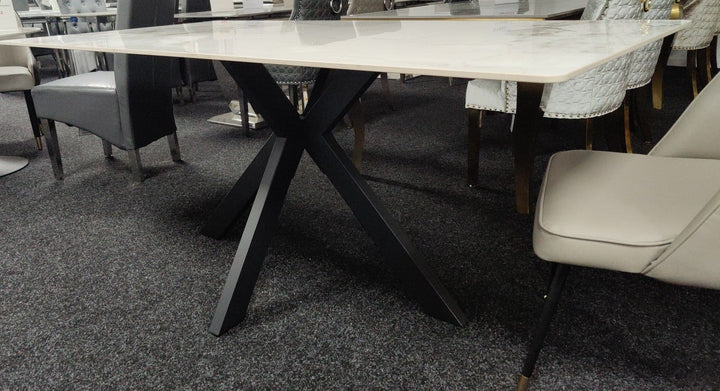 Phoenix 180cm White Ceramic Marble Fixed Dining Table