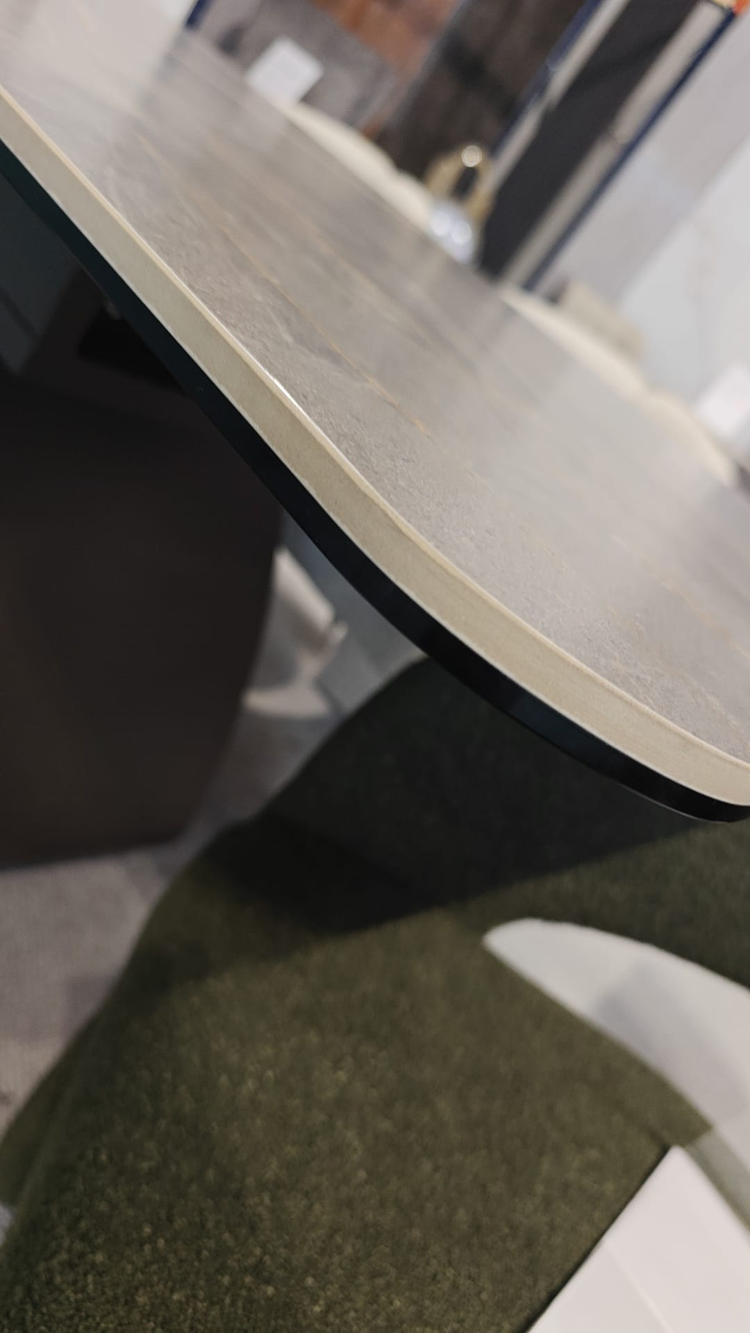 Carra 120-150cm Grey/Gold Ceramic Marble Extending Dining Table With Oscar Scroll Back Velvet Chairs