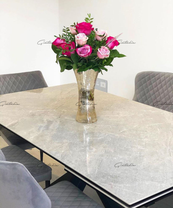 Phoenix 120-180cm Grey Ceramic Marble Extending Table