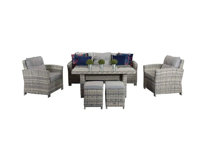 Amano Grey Rattan 3 Seater Sofa Garden Dining Set