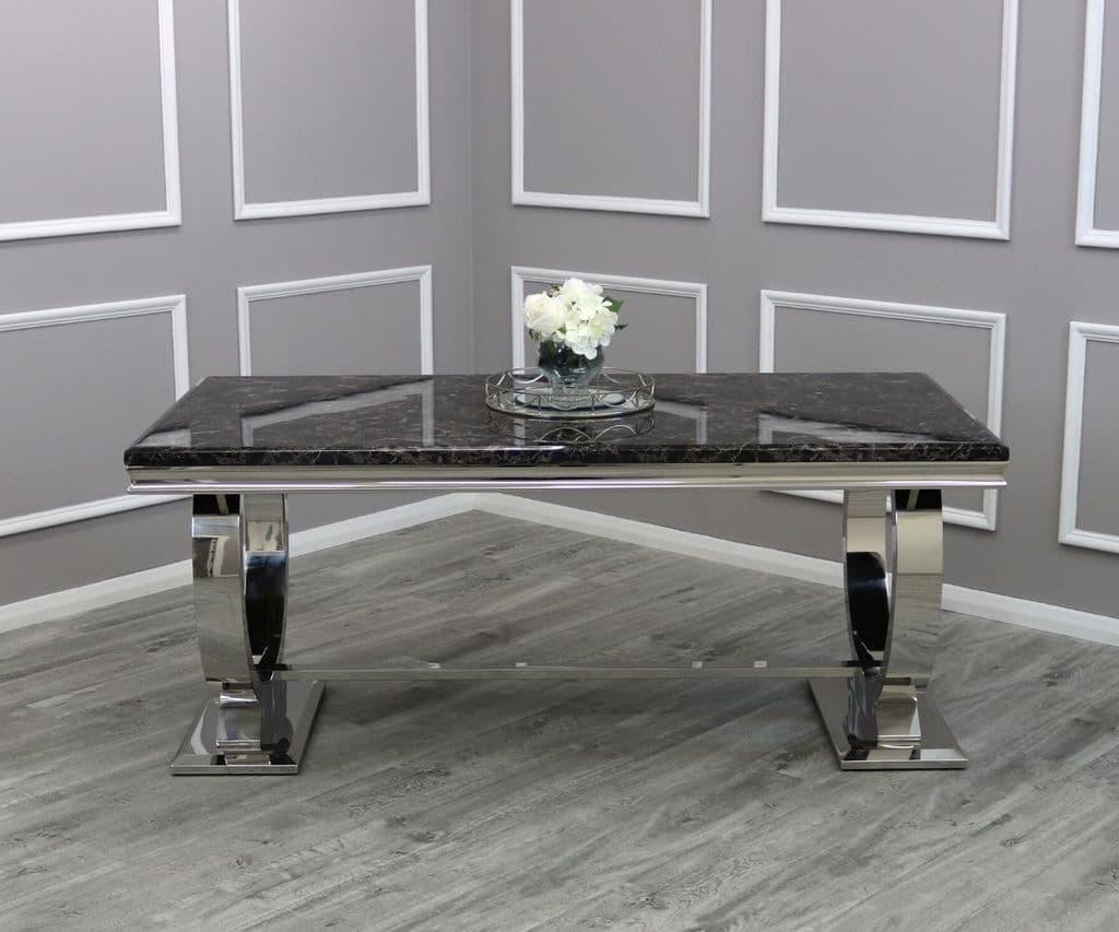 Arianna 200CM Marble & Chrome Dining Table - 4 Colours-Esme Furnishings