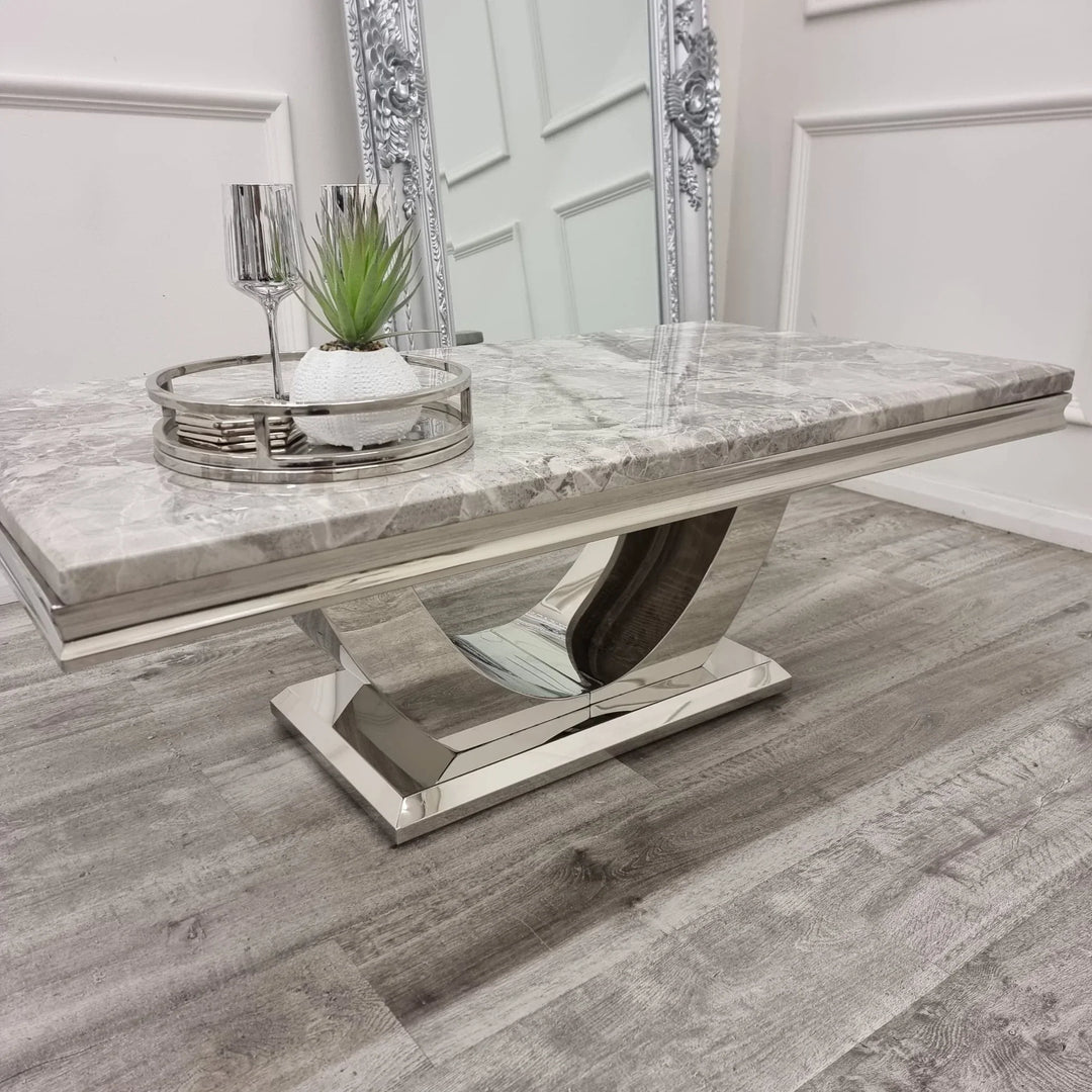 Arial 130cm Marble & Chrome Coffee Table - 5 Colours