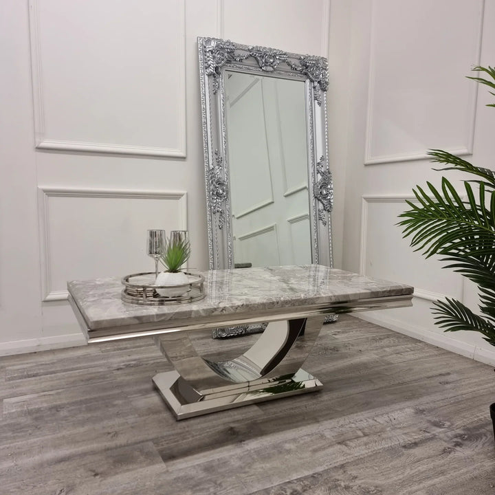 Arial 130cm Marble & Chrome Coffee Table - 5 Colours