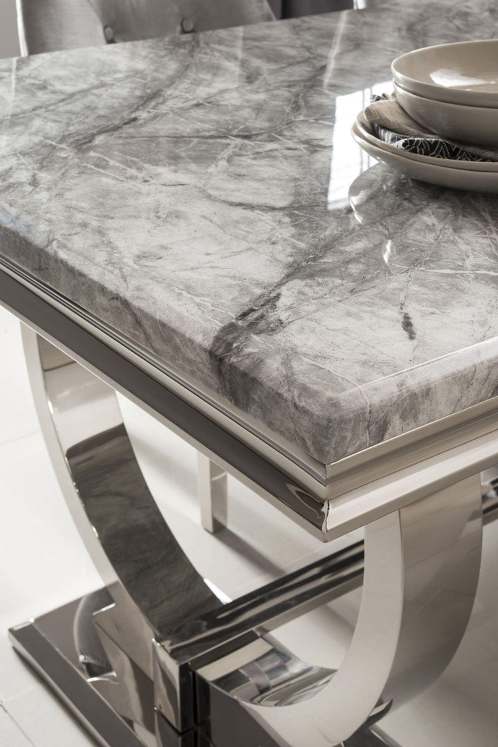 Arianna 180cm Grey Marble Dining Table-Esme Furnishings