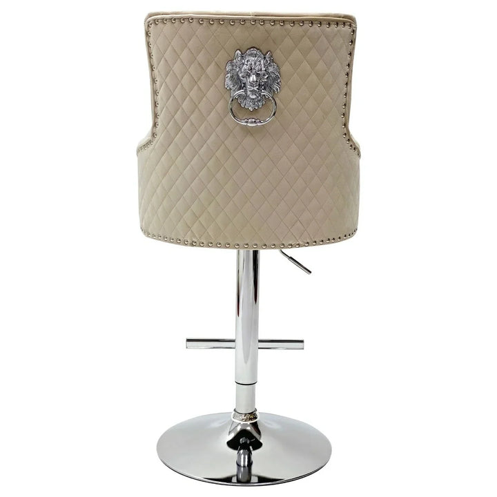 Dakota, Cream French Velvet, Quilted Back Bar Stool