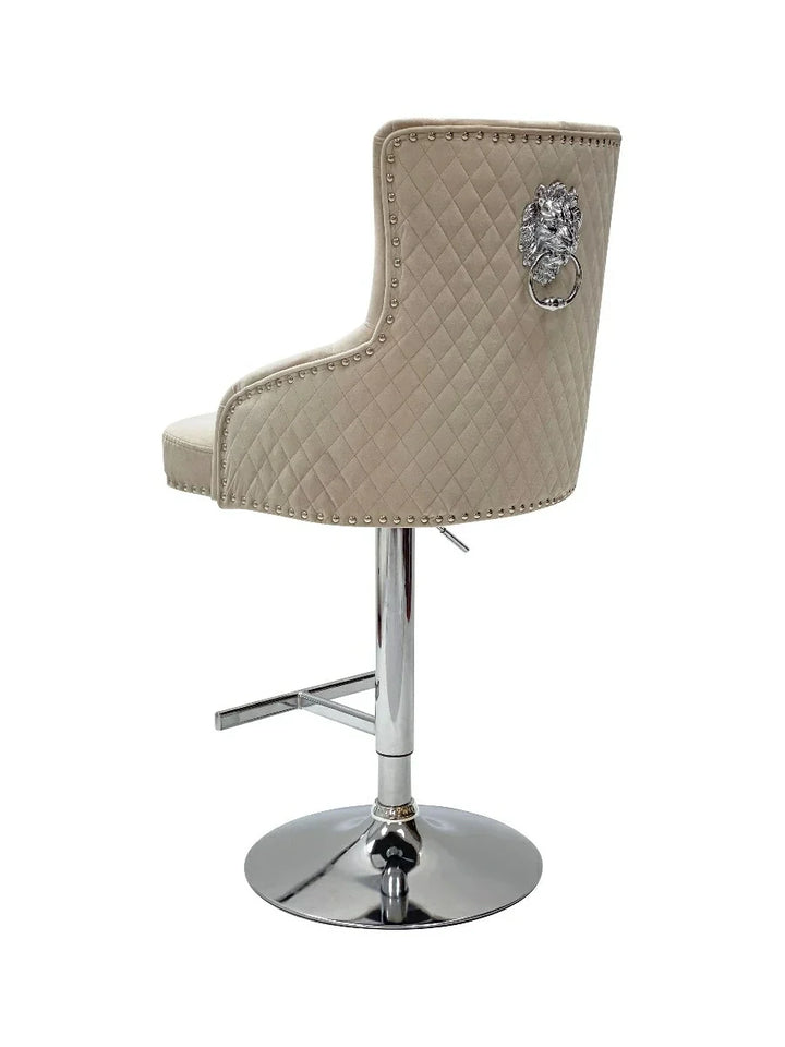 Dakota, Cream French Velvet, Quilted Back Bar Stool