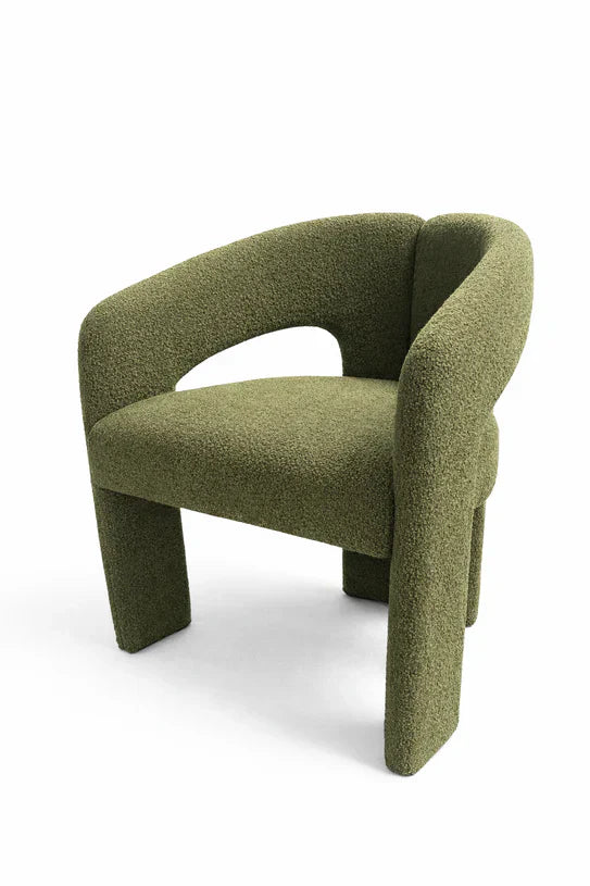 Oscar Dark Green Fabric Boucle Dining Chair