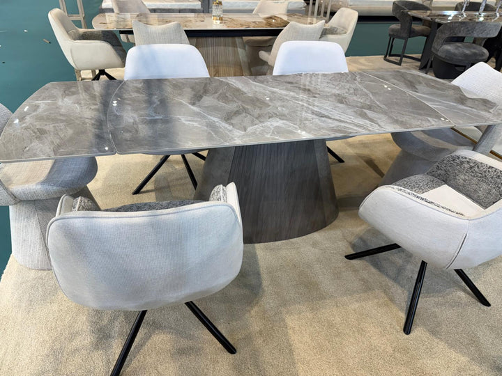 Monaco 160-240cm Grey Ceramic Marble Extending Dining Table