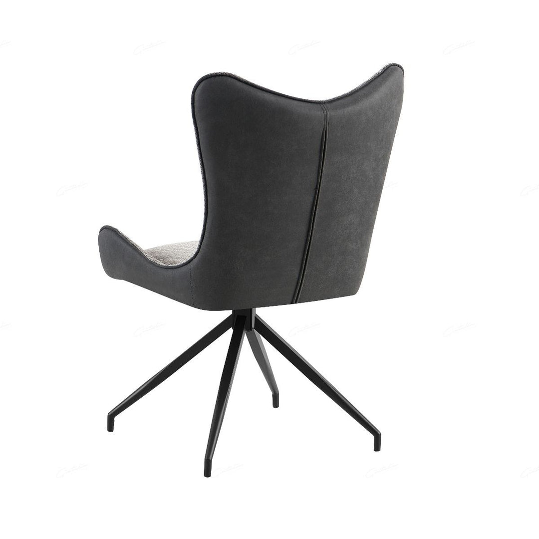 Cayman Grey Contrasting Fabric Swivel Dining Chairs With Black Metal Legs - Pairs