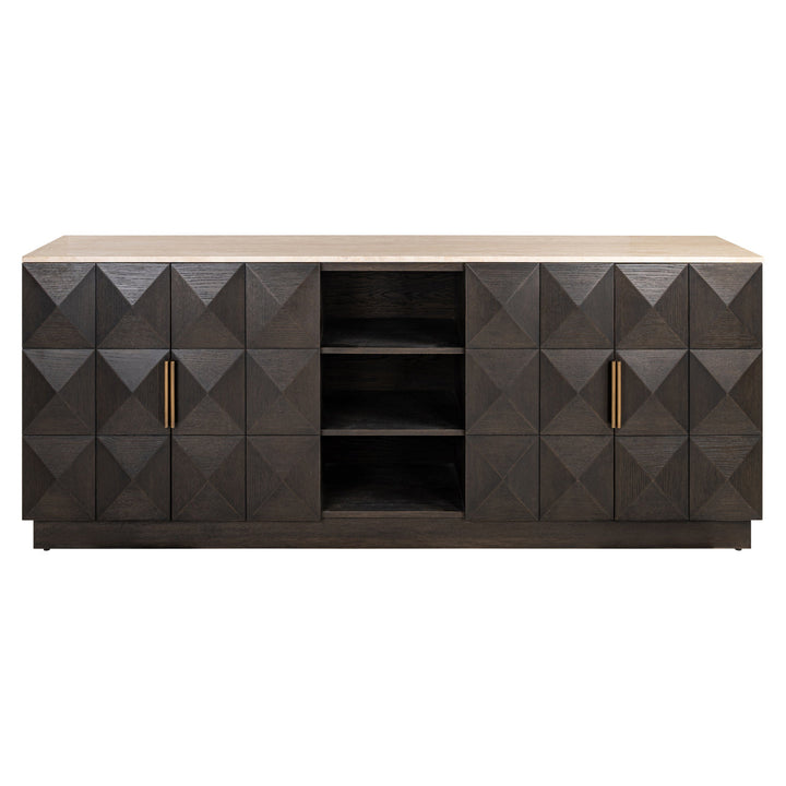 Richmond Interiors Claremont Brown 4 Door Sideboard 2 Shelves