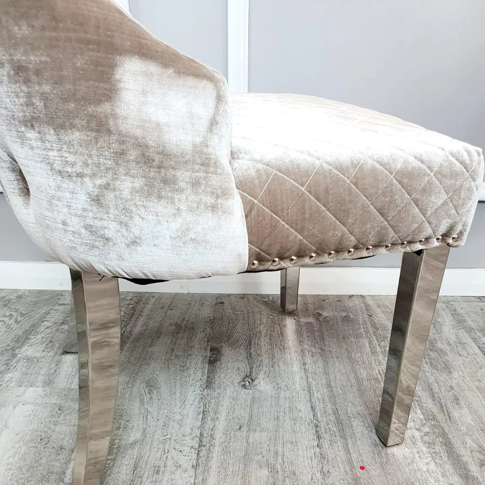 Chelsea 130cm Marble Round Dining Table + Valente Lion Button Chairs
