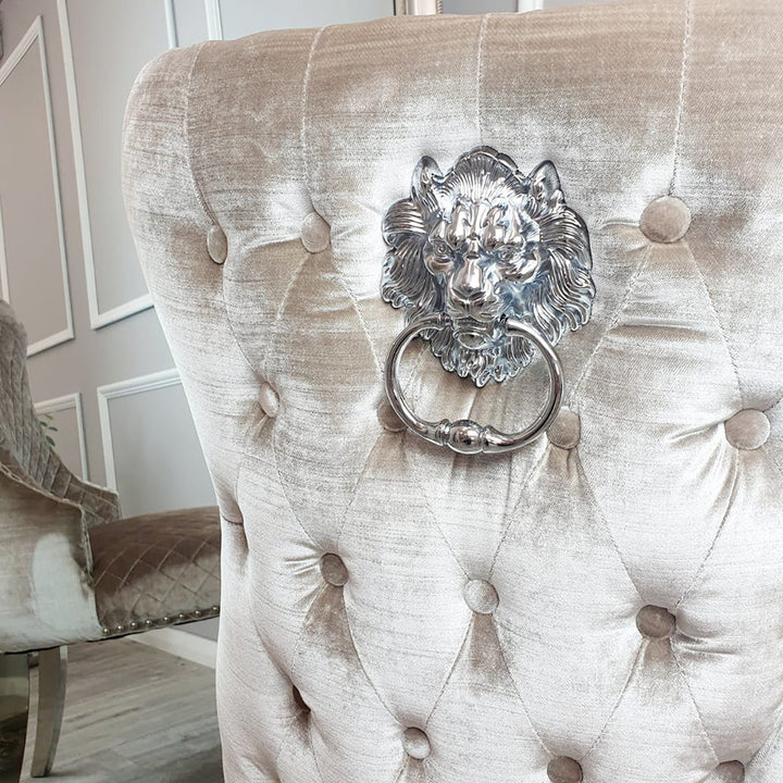 Chelsea 130cm Marble Round Dining Table + Valente Lion Button Chairs