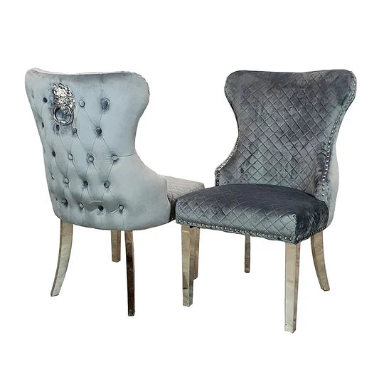 Chelsea 130cm Marble Round Dining Table + Valente Lion Button Chairs