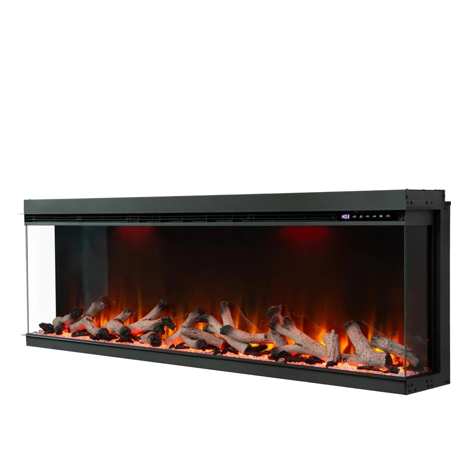 50 60 72 80 Inch 2025 Panoramic Smart Alexa Media Wall Fire 3 Sided Glass LED WiFi Electric UHD Fireplace
